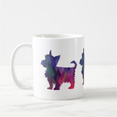 Yorkie Geometric Pattern Silhouette Lila Kaffeetasse (Links)