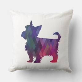Yorkie Geometric Pattern Silhouette Lila Kissen