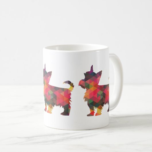 Yorkie Geometric Pattern Silhouette Multi Kaffeetasse (VorderseiteRechts)