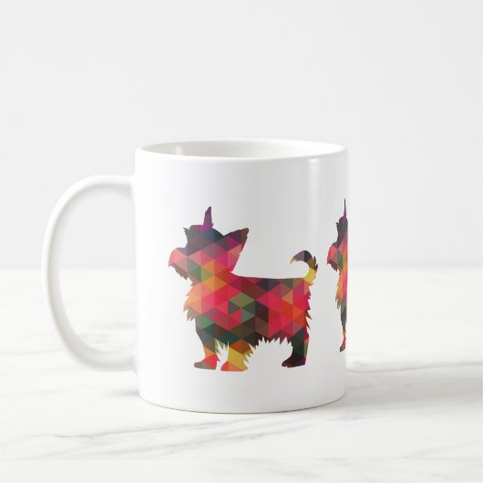 Yorkie Geometric Pattern Silhouette Multi Kaffeetasse (Links)