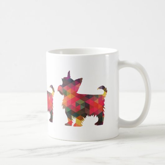 Yorkie Geometric Pattern Silhouette Multi Kaffeetasse (Rechts)