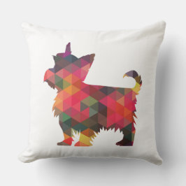 Yorkie Geometric Pattern Silhouette Multi Kissen