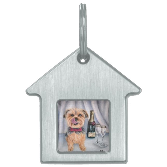Yorkie Gerahmt Pet Tag Tiermarke (Vorderseite)
