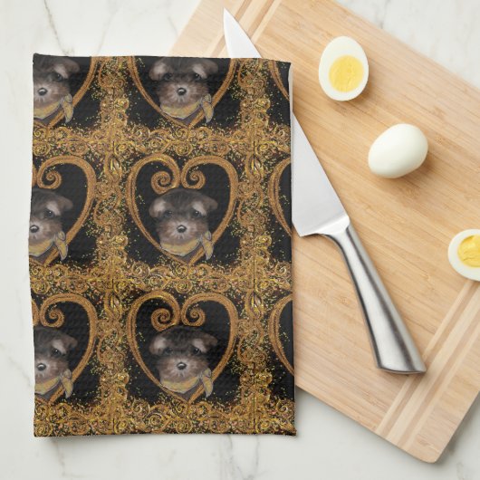 Yorkie Geschirrtuch (Viertel Falte)