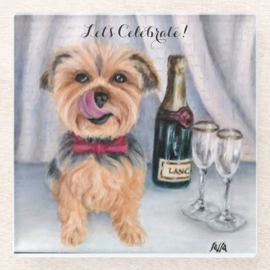 Yorkie Glas Untersetzer (Vorderseite)