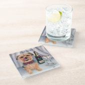 Yorkie Glass Coaster Glasuntersetzer (Schrägansicht)