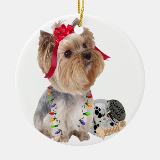 Yorkie glaubt an Santa Ornament (Vorne)