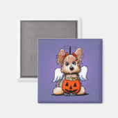 Yorkie Halloween Angel Magnet (Vorderseite/Rückseite)