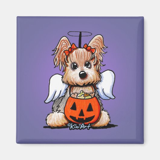 Yorkie Halloween Angel Magnet (Vorne)