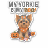 Yorkie Halloween Costume My Yorkie is My Boo Dog Aufkleber (Vorderseite)