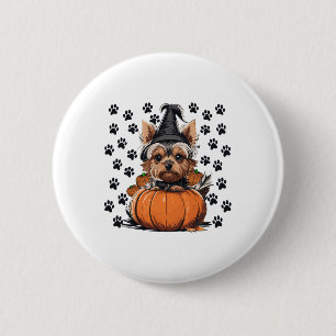 Yorkie Halloween Costume T-Shirt Pumpkin Men Women Button
