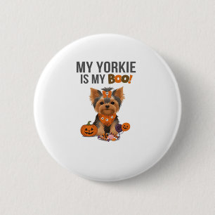 Yorkie Halloween Kostüm  Mein Yorkie ist mein Boo  Button