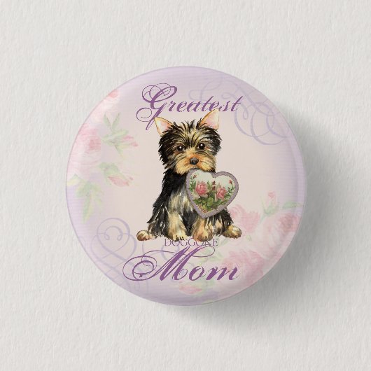 Yorkie Heart Mama Button (Vorderseite)