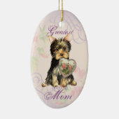 Yorkie Heart Mama Keramik Ornament (Rechts)