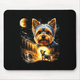 Yorkie heult zum Mond Vintage 90er lustiger Hund Mousepad