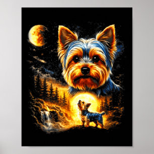 Yorkie heult zum Mond vintage 90er lustiger Hund Poster