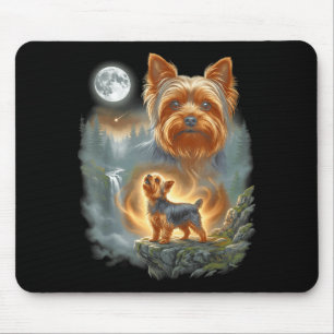 Yorkie heult zum Mond vintage lustiger Hund Meme Mousepad