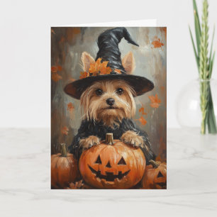 Yorkie-Hexe Halloween Feiertagskarte