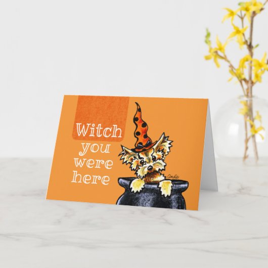 Yorkie Hexe waren Sie hier Fräulein You Karte (Gelbe Blume)