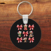 Yorkie Hogs Niedlich Coquette Bow Christmas Pet An Schlüsselanhänger (Vorderseite)