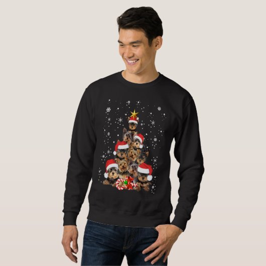 Yorkie Hogs TreChristmas Sweater Xmas Tier Tier Ti Sweatshirt (Vorne ganz)