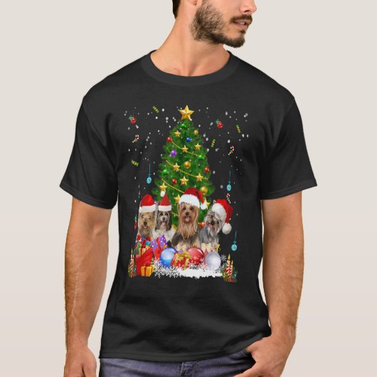Yorkie Hogs TreChristmas Sweater Xmas Tier Tier Ti T-Shirt (Vorderseite)