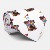 Yorkie Hund am Valentinstag des Herzens Krawatte (Gerollt)