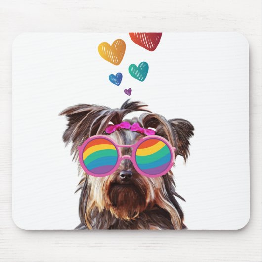 Yorkie Hund am Valentinstag des Herzens Mousepad (Vorne)