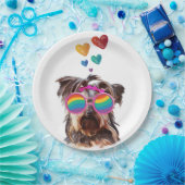Yorkie Hund am Valentinstag des Herzens Pappteller (Party)
