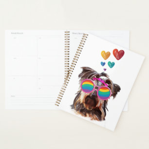 Yorkie Hund am Valentinstag des Herzens Planer