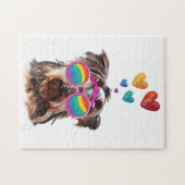 Yorkie Hund am Valentinstag des Herzens Puzzle (Horizontal)
