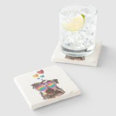 Yorkie Hund am Valentinstag des Herzens Steinuntersetzer (Seitenansicht)