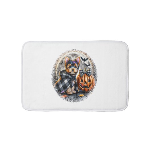 Yorkie Hund Halloween Badematte (Vorderseite)
