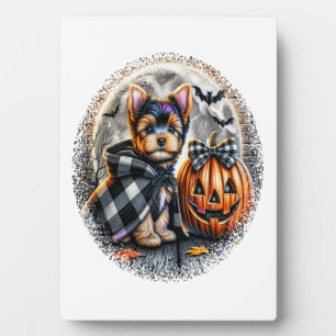 Yorkie-Hund Halloween Fotoplatte