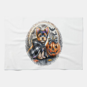 Yorkie-Hund Halloween Geschirrtuch