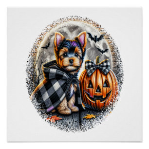 Yorkie-Hund Halloween Poster