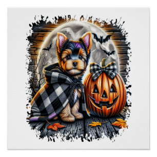 Yorkie-Hund Halloween Quadrat Poster