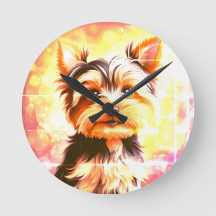 Yorkie, Hund, Haustier Runde Wanduhr