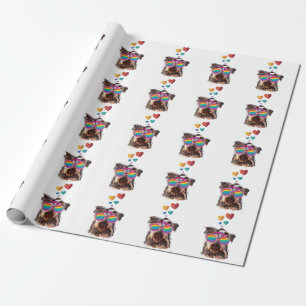 Yorkie Hund mit Herzen Valentinstag Geschenkpapier