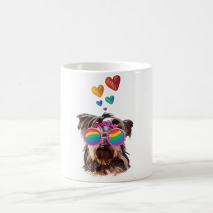 Yorkie-Hund mit Herzen Valentinstag Kaffeetasse
