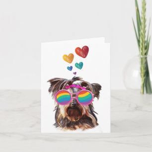 Yorkie Hund mit Herzen Valentinstag Karte