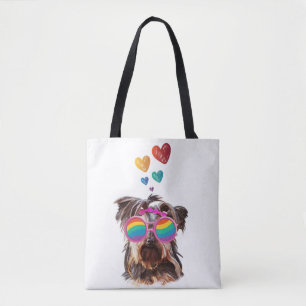 Yorkie Hund mit Herzen Valentinstag Tasche