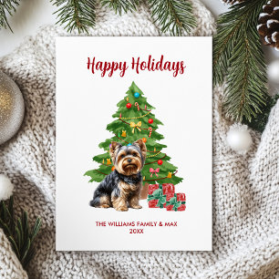 Yorkie-Hundefamilien-Weihnachten Feiertagskarte