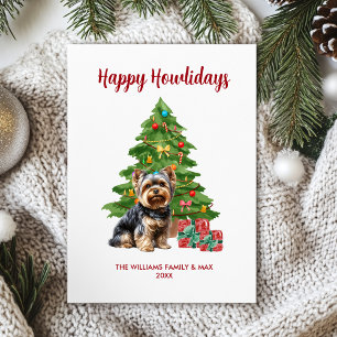 Yorkie-Hundefamilien-Weihnachten Feiertagskarte