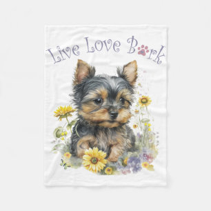 Yorkie-Hundefrau Blumen Fleecedecke