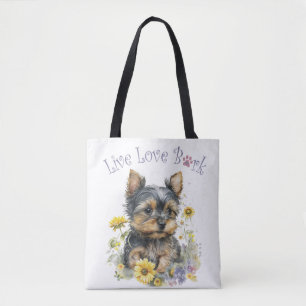 Yorkie-Hundemama-Blumenmuster Tasche