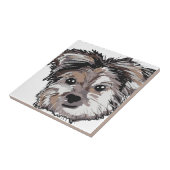 Yorkie Hundewelpen-Gesichts-Skizze Fliese (Seite)