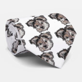 Yorkie Hundewelpen-Gesichts-Skizze Krawatte (Gerollt)