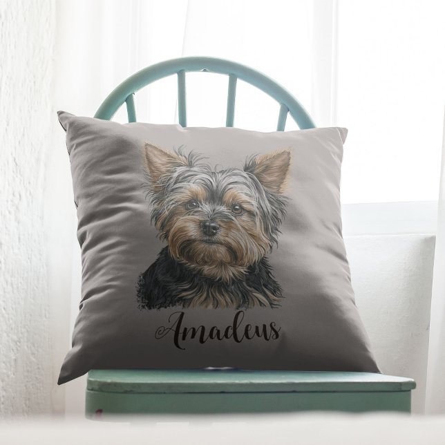 Yorkie Illustration Dog Mama Geschenk individuell  Kissen (Von Creator hochgeladen)