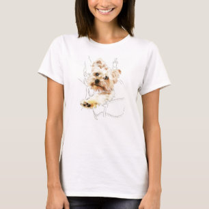 Yorkie in Backpack - Color Zeichnend T - Shirt